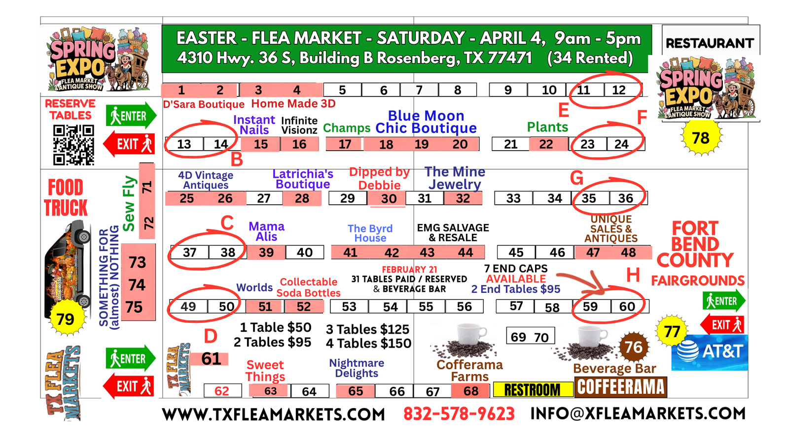 34 Tables Rented Feb 24