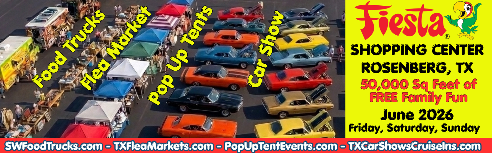 Food Trucks Flea Market Pop Up Tents Car Show